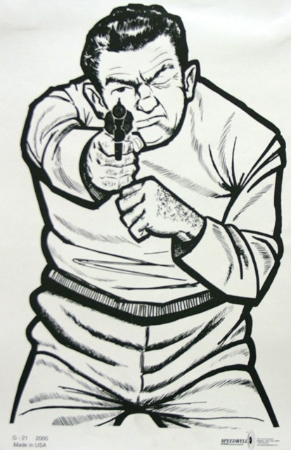 g52 range target large thug with handgun silhouette box of 200